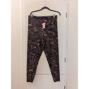 Yitty Mesh Me Smoothing High Waist Leggings 1X Black & Tan Stretch Activewear